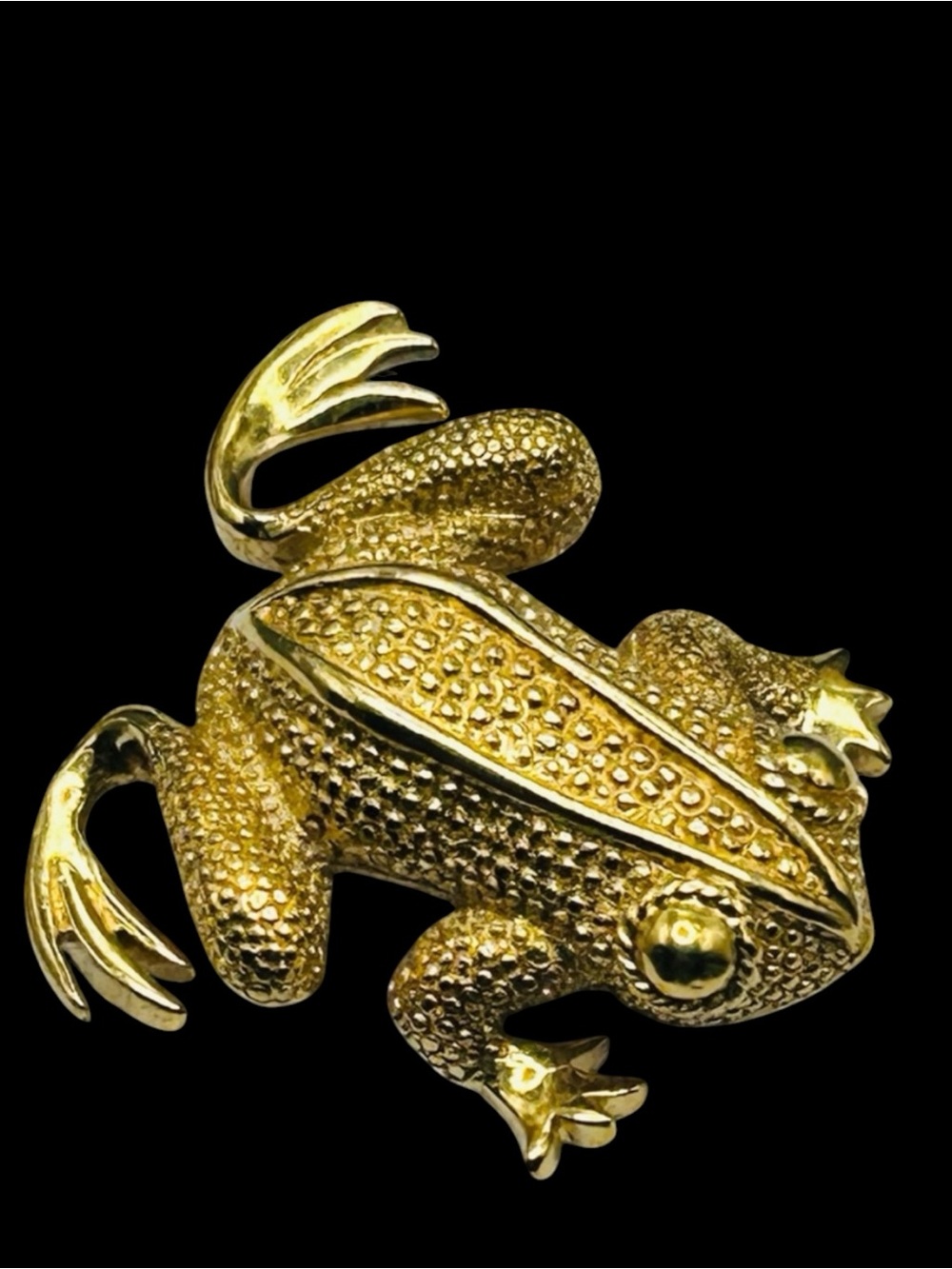 Vintage Trifari Gold Trifanium Frog Brooch 1990’s